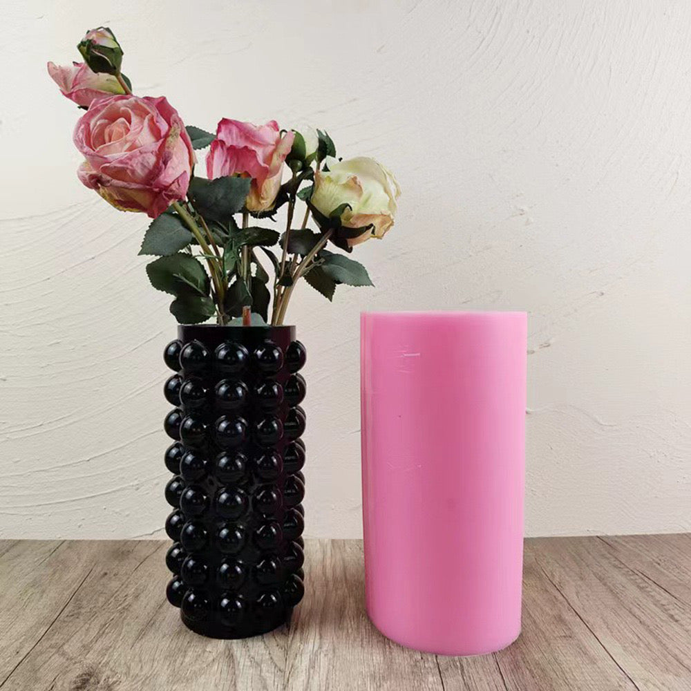 Bubble Dot Cylindrical Silicon Vase Mold