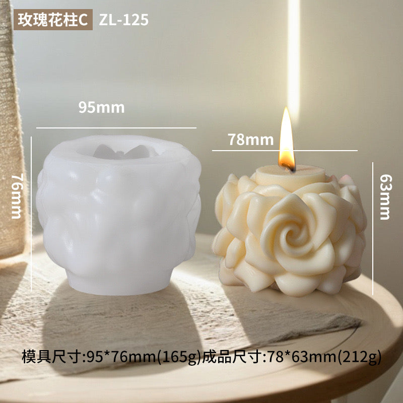 Twin Rose Candle Silicone Mold