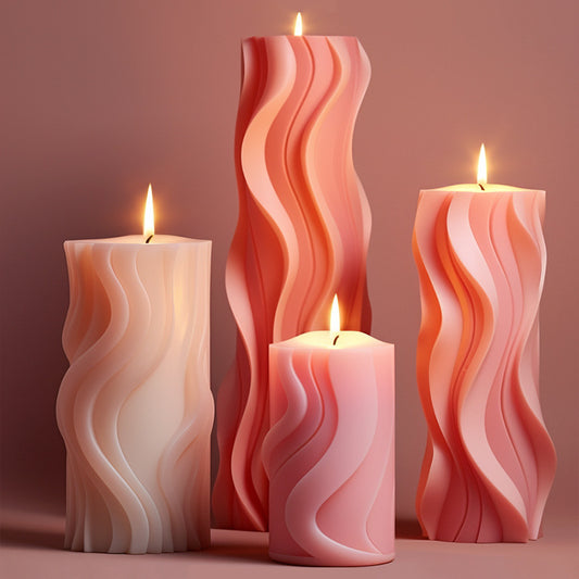 Wave-shaped cylindrical Candle Silicone Mold
