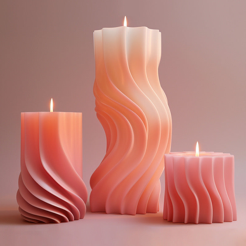 Wave-shaped cylindrical Candle Silicone Mold