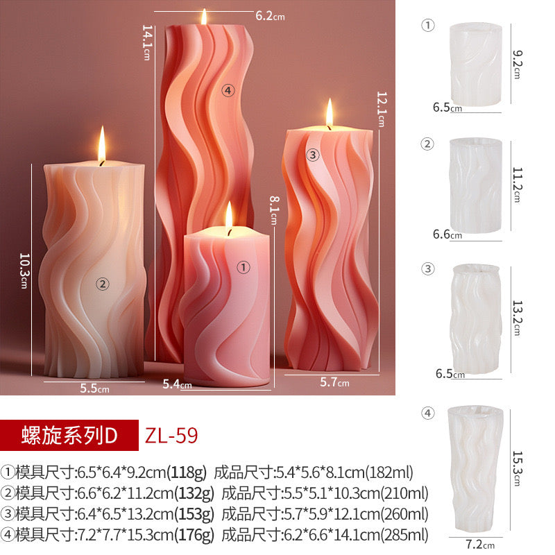 Wave-shaped cylindrical Candle Silicone Mold