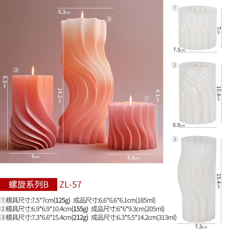 Wave-shaped cylindrical Candle Silicone Mold