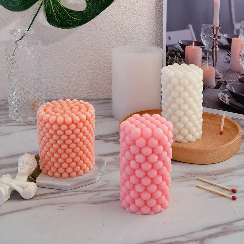 Bubble  Cylindrical Candle Silicone Mold