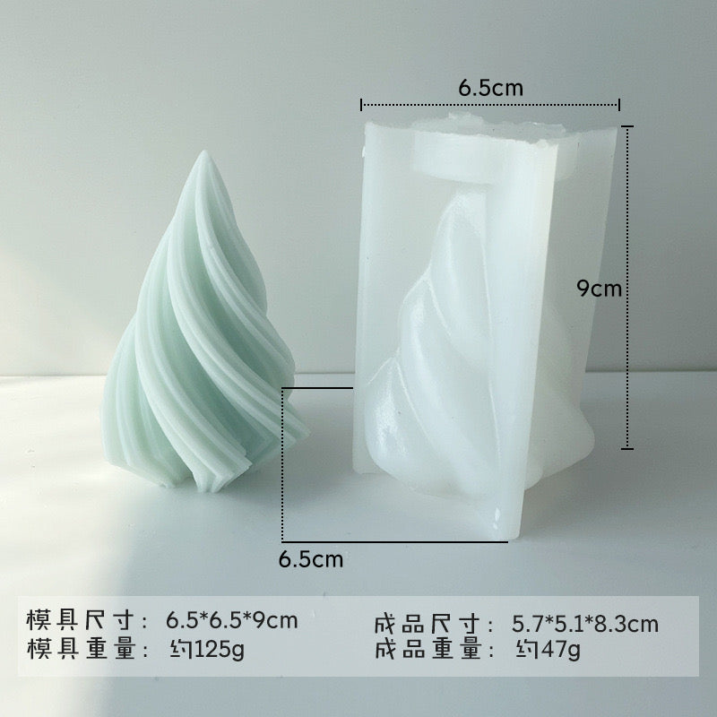 Spiral Triangle Candle Silicone Mold