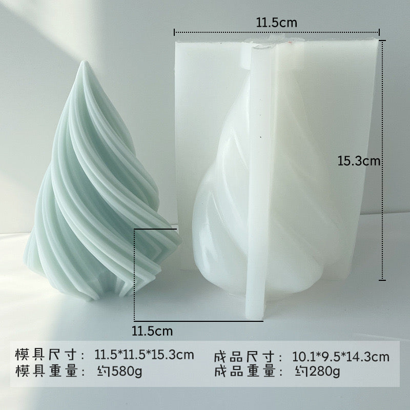 Spiral Triangle Candle Silicone Mold