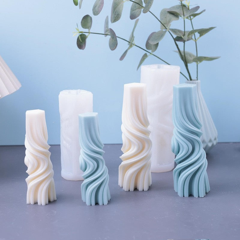 Striped Cylinder Pillar Candle Silicone Mold