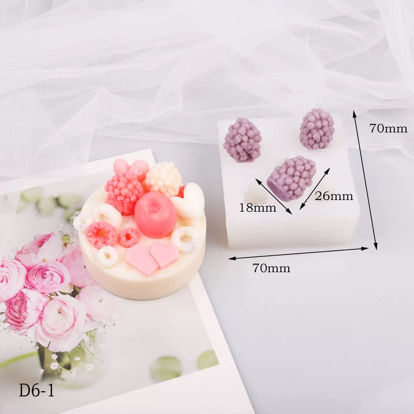 Raspberry Cream Glaze Cake Candle Silicone Mold