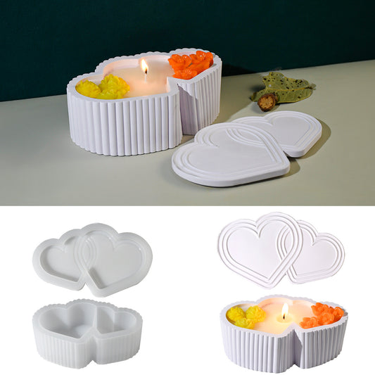 Double Heart Candle Jar Mold