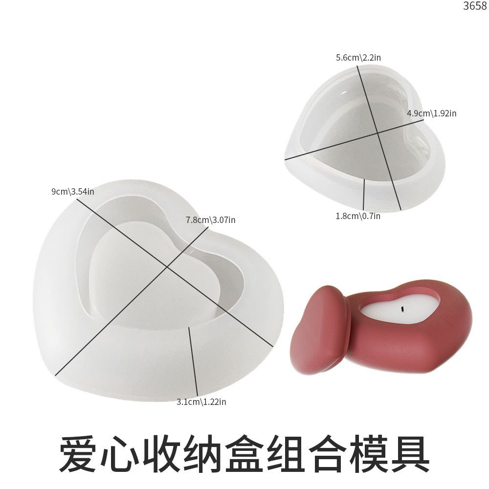 Heart Storage/ Candle Jar Silicone Mold