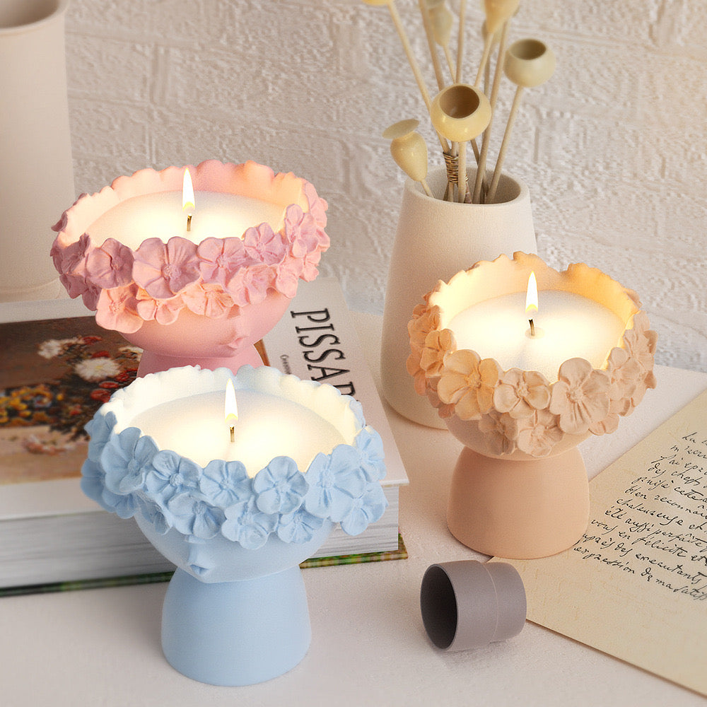 Lady Flower Face Candle Jar Silicone Mold
