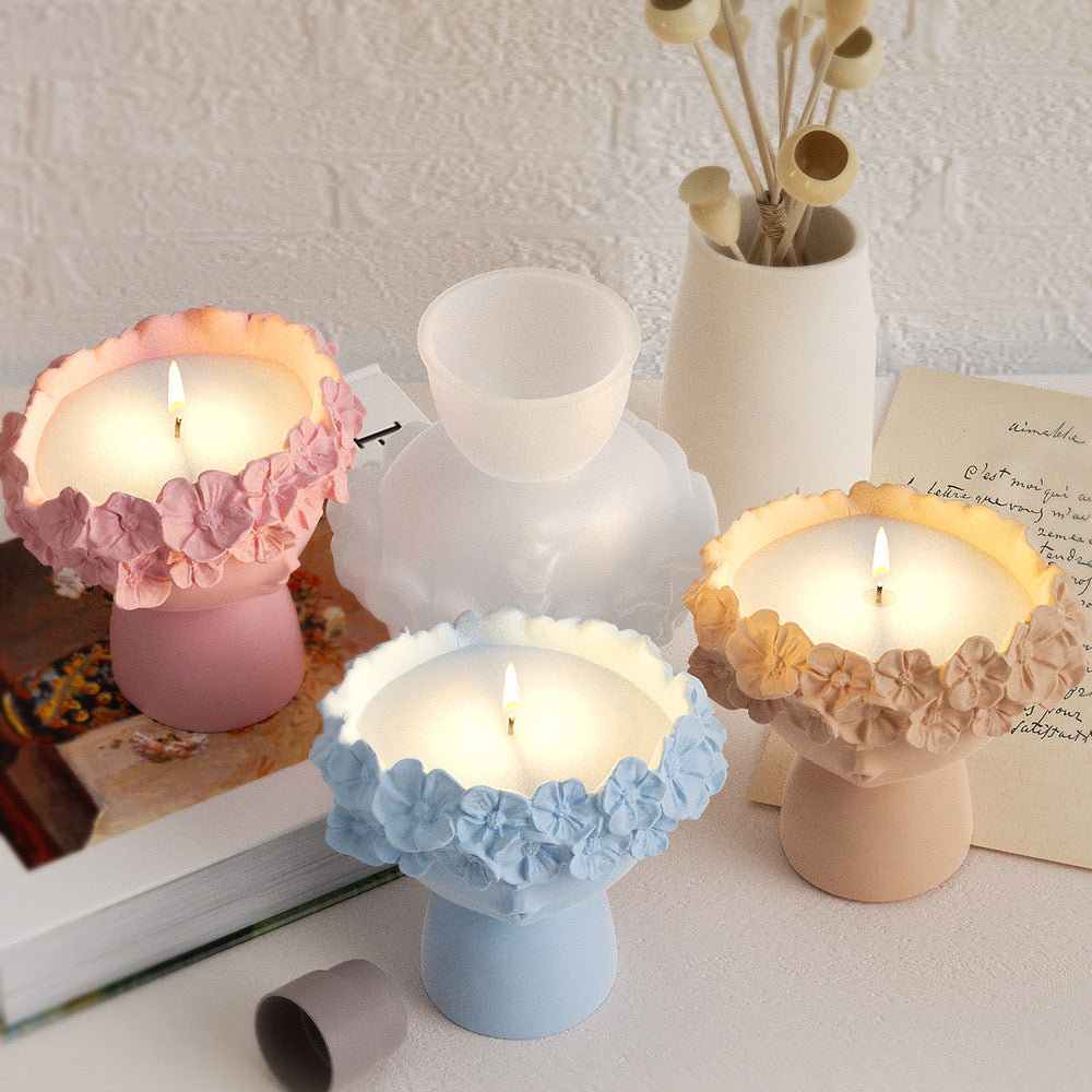 Lady Flower Face Candle Jar Silicone Mold