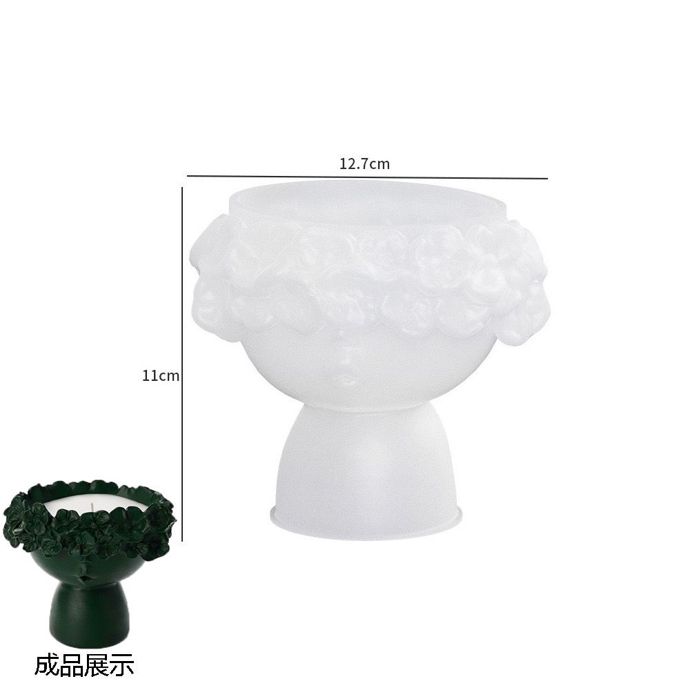 Lady Flower Face Candle Jar Silicone Mold