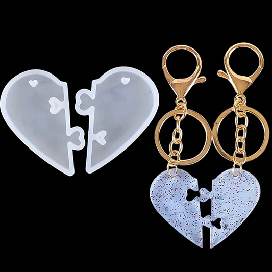 Puzzle Heart Keychain Silicone Mold