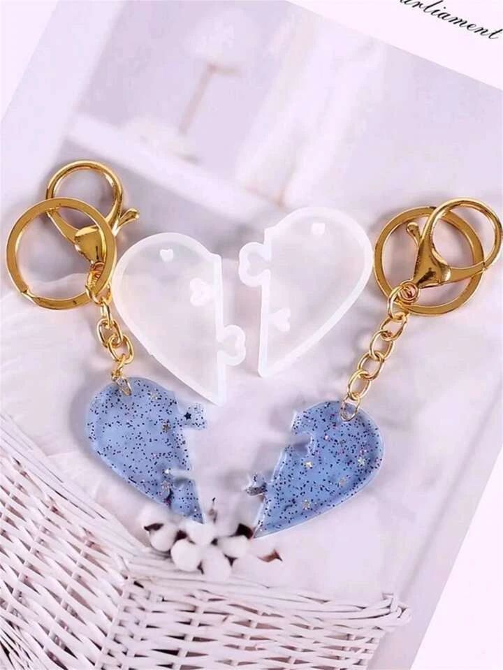 Puzzle Heart Keychain Silicone Mold